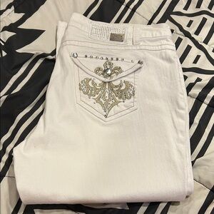 Embellished White Jeans
